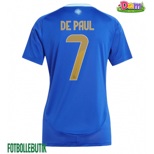 Argentina Rodrigo De Paul #7 Bortatröja Kvinnor Copa America 2024 Kortärmad